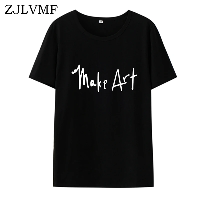 Женская футболка Zjlvmf Make Art свободная повседневная с круглым вырезом большой