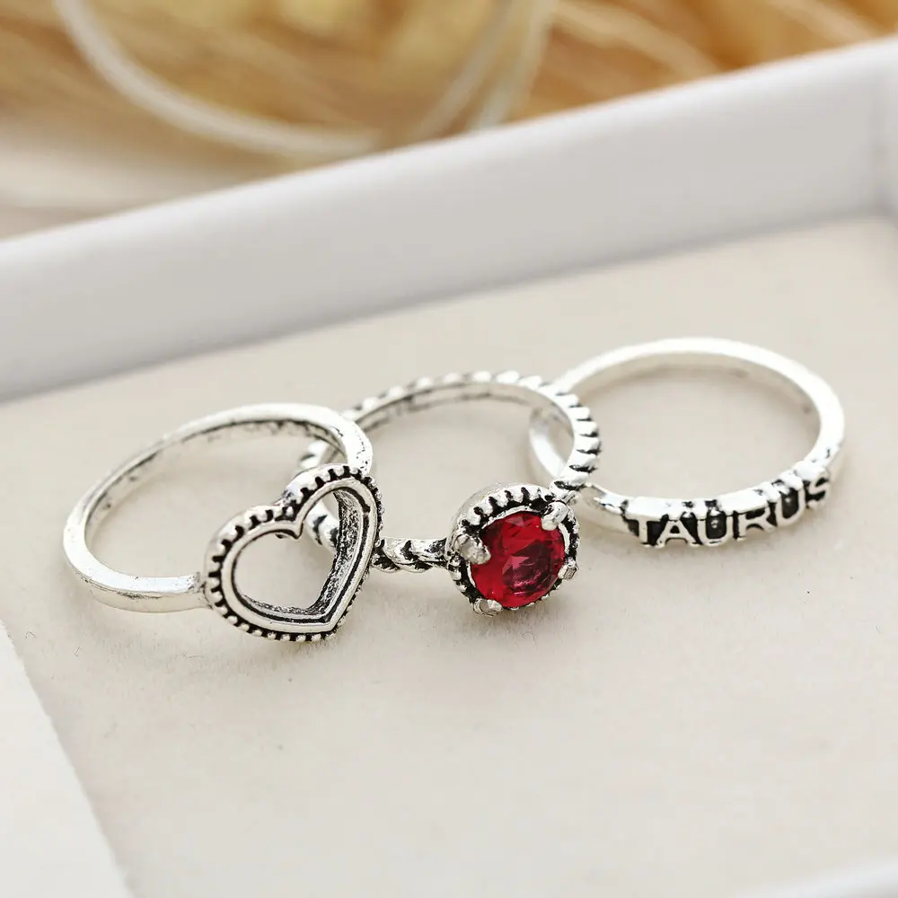 36 шт./лот набор колец для женщин сердце любовь круги буквы Таурус кольцо на