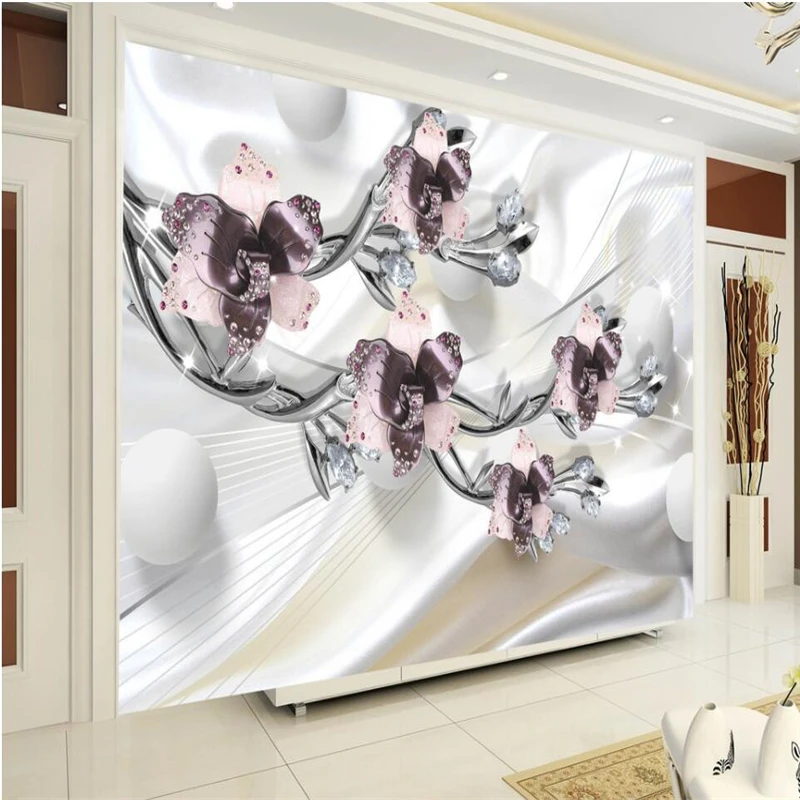 Beibehang европейские 3D Алмазные цветы ювелирные изделия экологичные шелковые