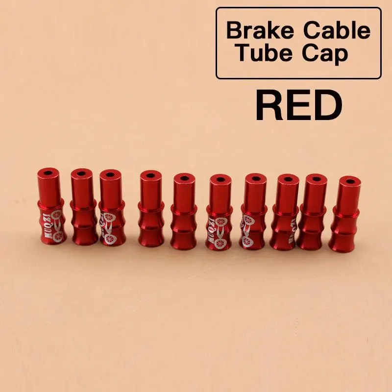 brake red 10 шт. дорожный велосипед MTB велосипеда фиксированной Шестерни аксессуар велосипед тормозной трос переключения Кепки советы наконечники заканчивается Кепки s S3 - Цвет: brake red