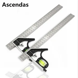 DIY Точная Нержавеющая сталь 300 мм комбинированная квадратная угловая линейка 4590 градусов с пузырьковым уровнем многофункциональные измерительные инструменты