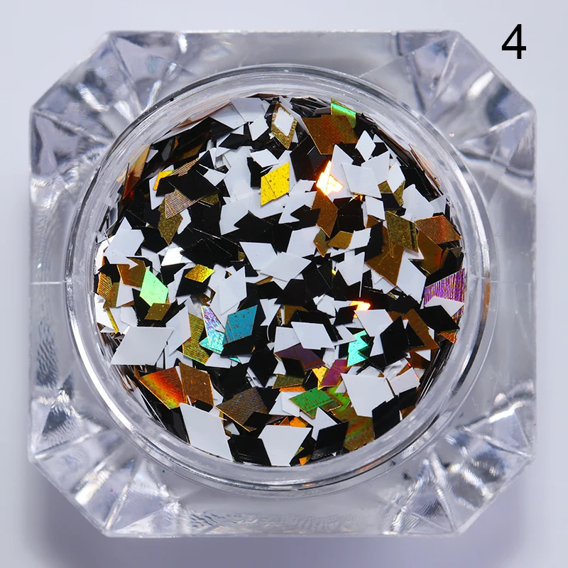 1 коробка голографические Блестки для ногтей Золотое серебро шестиугольник