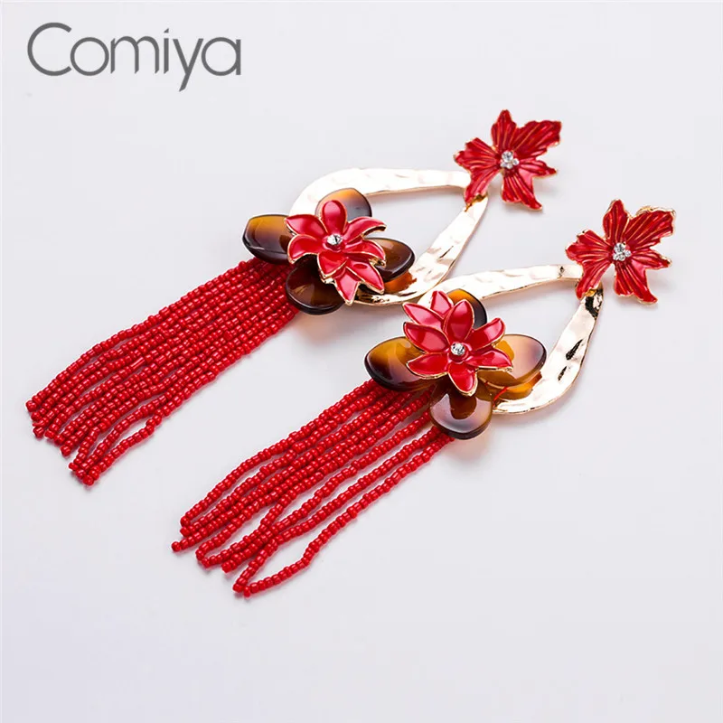 Comiya Drop Earrings Long Beads Pendant Fashion Acrylic Flower Dangle Earring Pendientes Mujer Moda Boucle D'oreille Gifts CC |