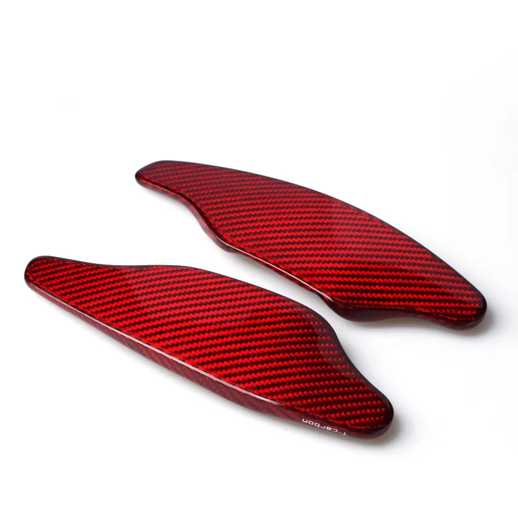 Red &amp black Carbon Fiber Steering Wheel Paddle Extension Shifter Cover Trim For Audi A5 S3 S5 S6 SQ5 RS3 RS6 RS7 2015 2016 2017 |
