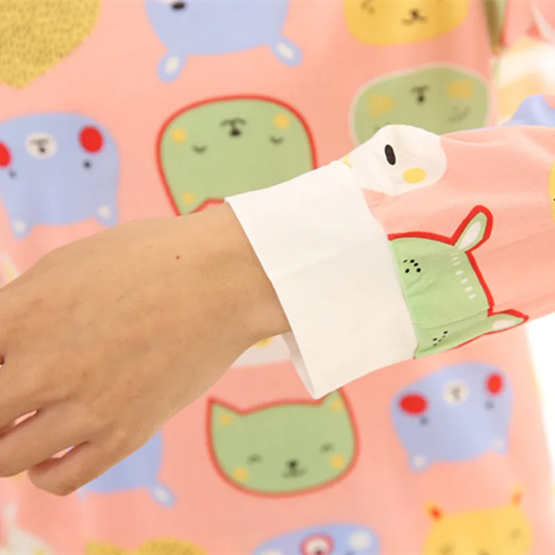 Для Женщин пижамы зимние пижамные комплекты с принтом Кот длинным рукавом костюм