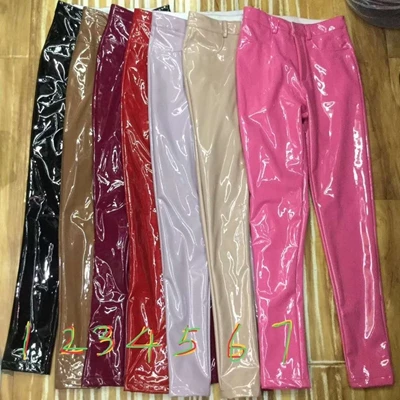 as pic 7 pink Новинка, женские черные, красные, коричневые, светильник, фиолетовые, розовые, высокие, одноцветные, пу штаны, женские сексуальные, модные, повседневные, на пуговицах, бодикон, Клубные - Цвет: as pic 7 pink