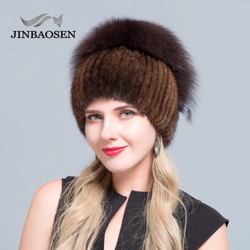 Меховая шапка JINBAOSEN из меха норки в форме крыла лисы на русском рынке Зимняя