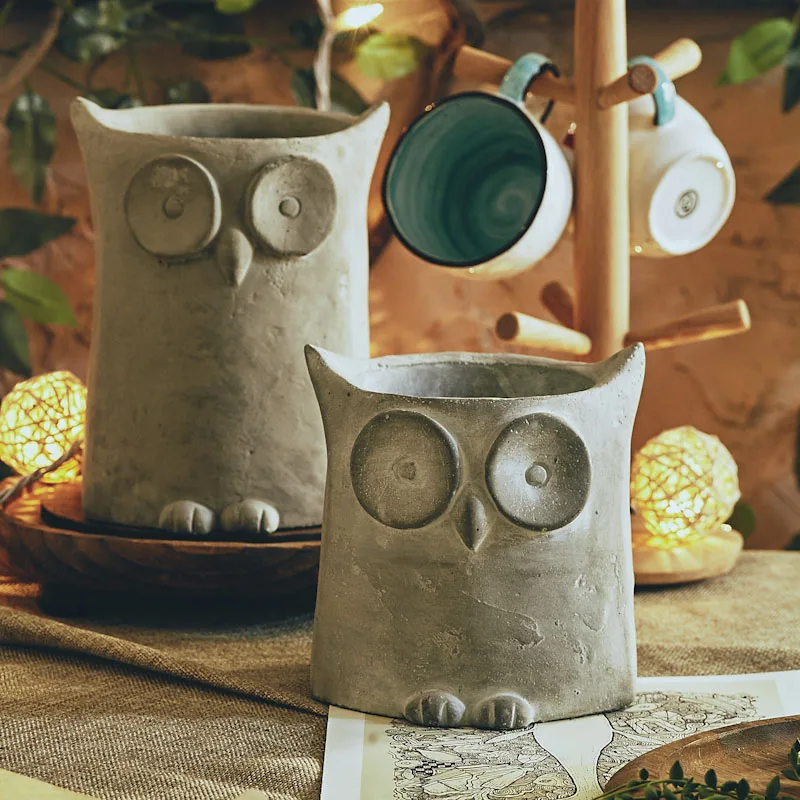 

Embossed owl plant potted silica gel mould creative DIY household decoration lovely owl