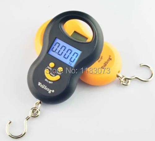 

WeiHeng 50kg 10g Digital Hanging Scale LCD Backlight Pocket Luggage Scales Kg Lb OZ Travel Suitcase Hook Weight Balance With Box