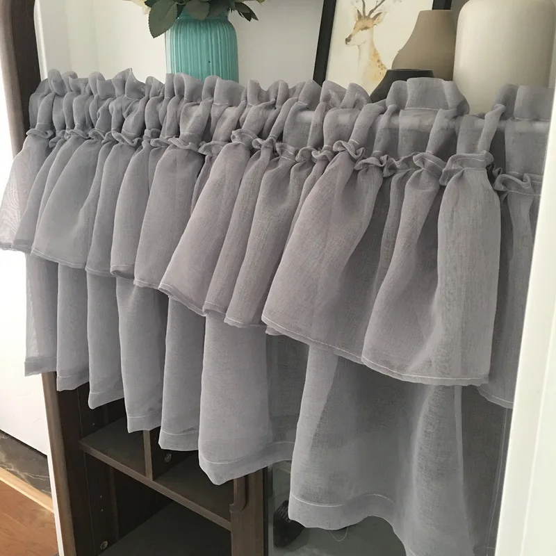 Однотонная Короткая занавеска Valance для декора гостиной кухни двери стола