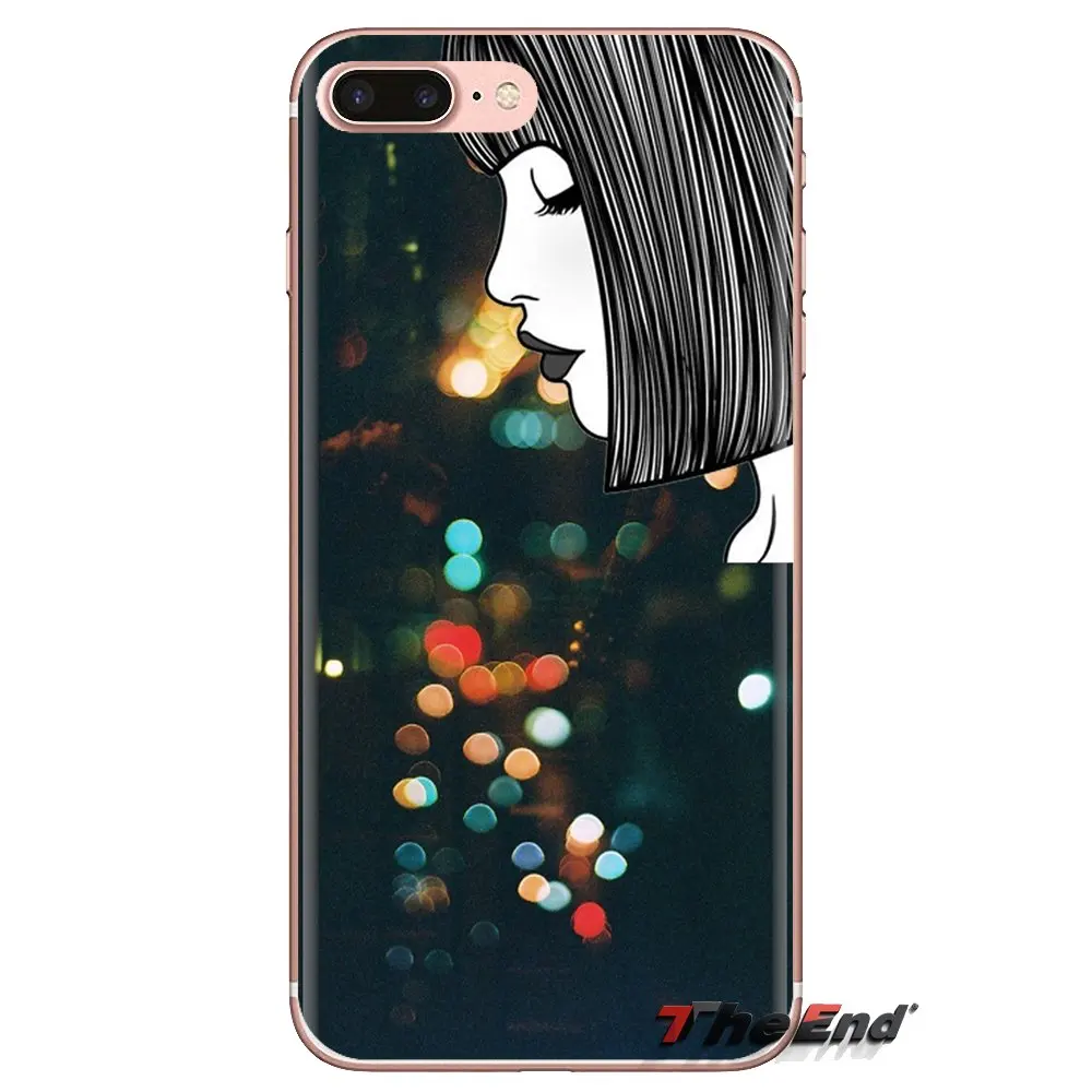For iPod Touch Apple iPhone 4 4S 5 5S SE 5C 6 6S 7 8 X XR XS Plus MAX lovely figure sketch girl Soft Transparent Cases Covers |