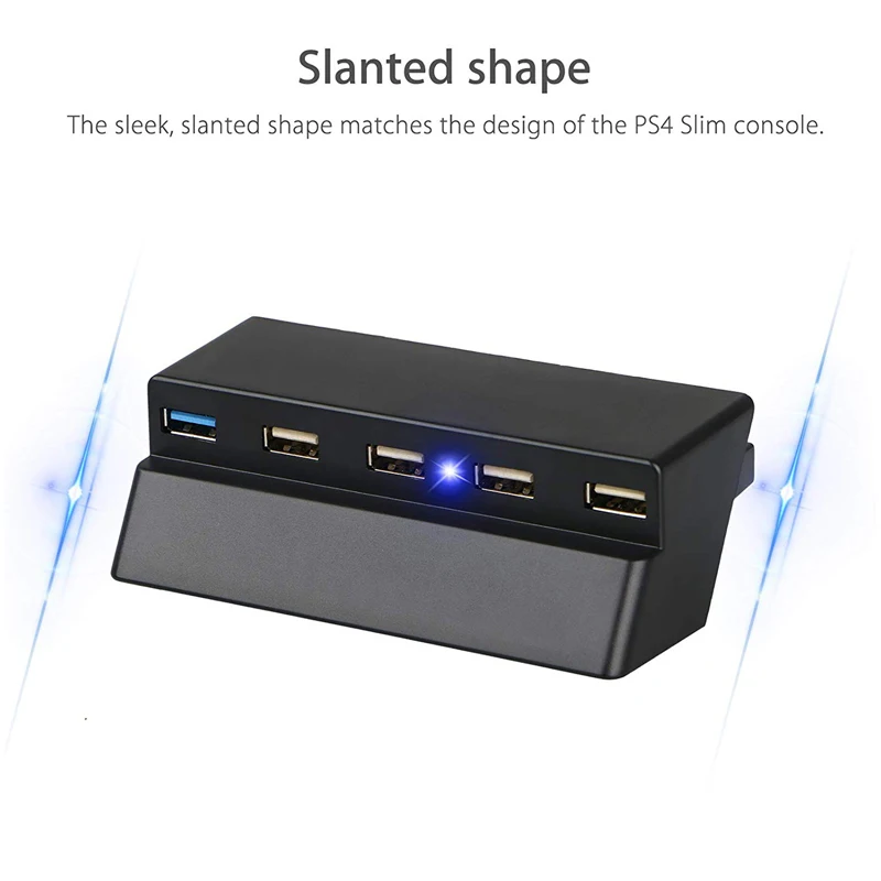 PS4 тонкий хаб-(4 × USB 2,0, 1 × USB 3,0)-высокоскоростной удлинитель usb-хаб для игровой консоли Playstation 4 Slim