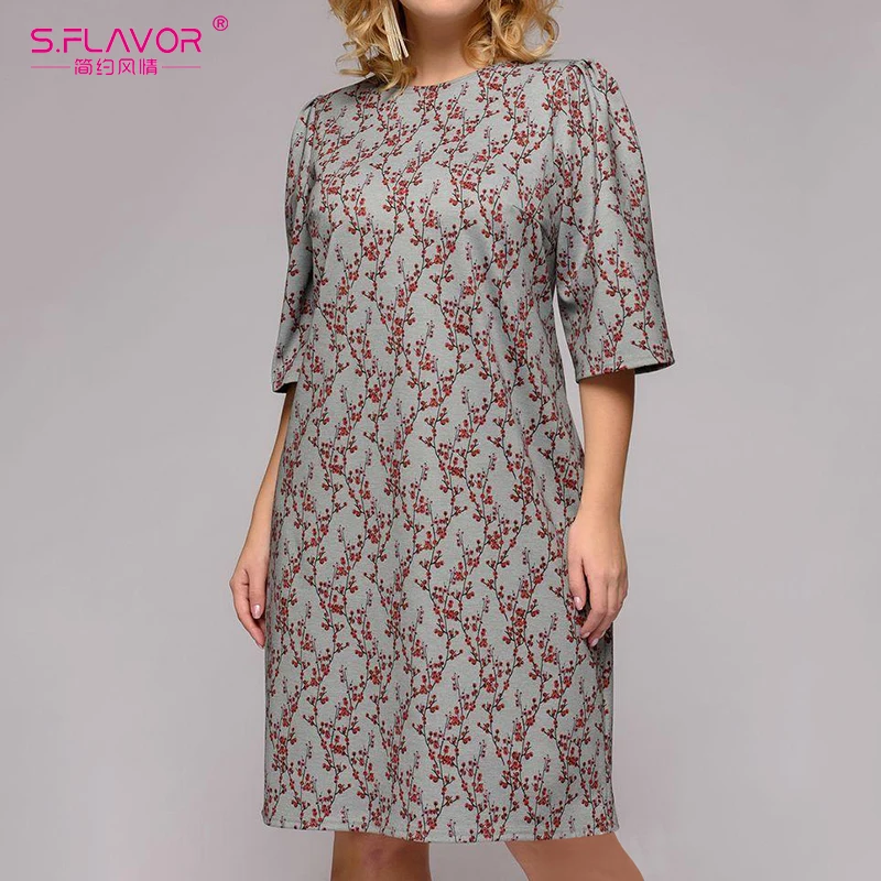 S. FLAVOR женское весеннее летнее платье Boho Элегантный цветочный принт офисное