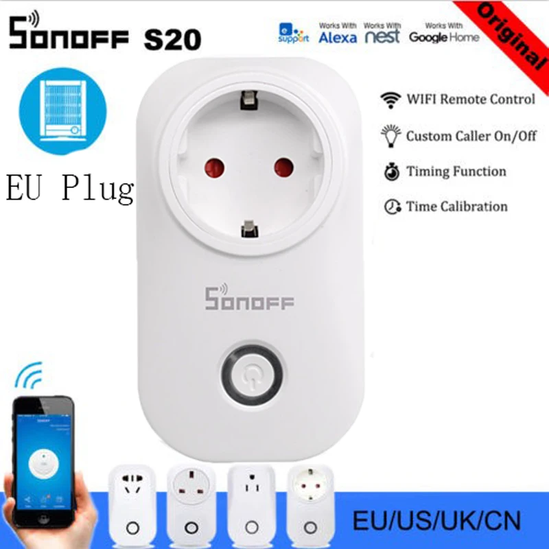 Смарт розетка Sonoff S20 с поддержкой Wi Fi и управлением через приложение|Модули для
