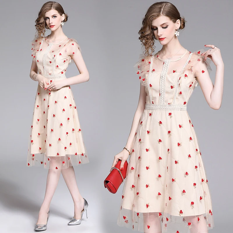 Trytree летнее платье элегантное женское кружевное красивое Сетчатое украшение