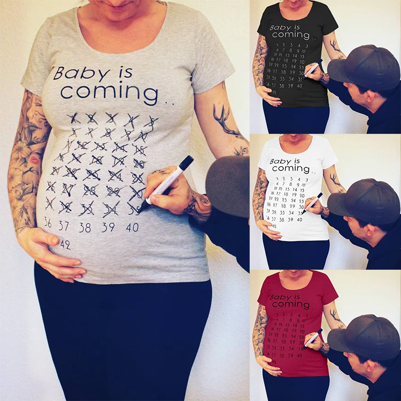 Женская одежда для беременных короткая Футболка забавный Топ фотографии