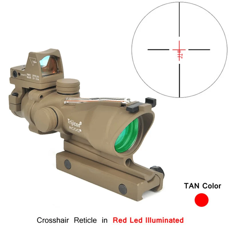 7 Trijicon ACOG 4X32 оптика из настоящего Волокна Красная точка с подсветкой шеврон стекло травленая сетка тактический оптический прицел охотничий оптический прицел - Цвет: 7