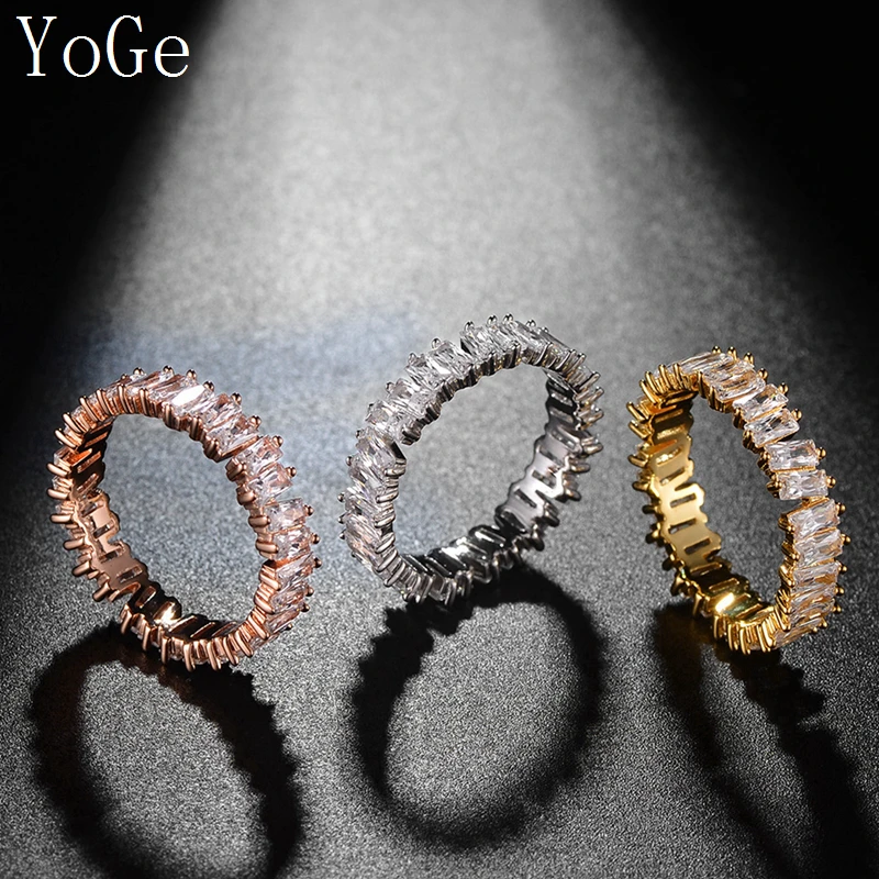 YoGe R0329 Мода AAA кубический цирконий прямоугольное рубиновое обручальное кольцо