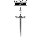 Кулон в виде креста с черепом и мечом из серебра 925 пробы