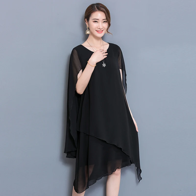 Женское шифоновое платье накидка с асимметричным подолом размеры до 5XL|Женские