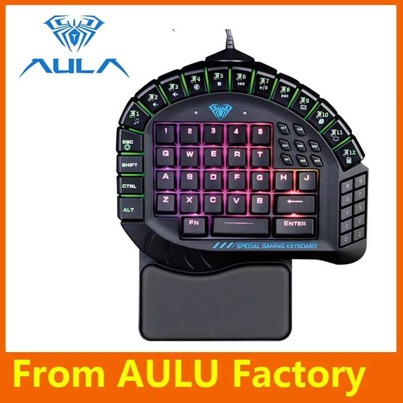 AULA USB Проводная одинарная ручная клавиатура RGB светодиодный подсветка 60 клавиш