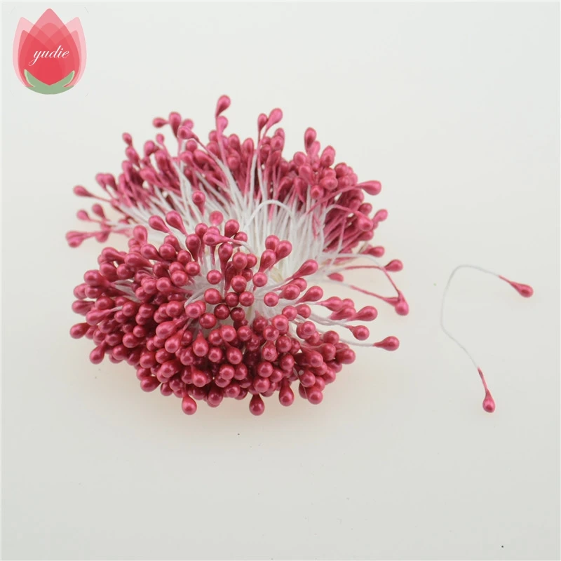 deep red 300 шт Мини жемчужная тычинка сахар ручной работы искусственный цветок для свадебного украшения DIY Скрапбукинг декоративный венок поддельные цветы - Цвет: deep red