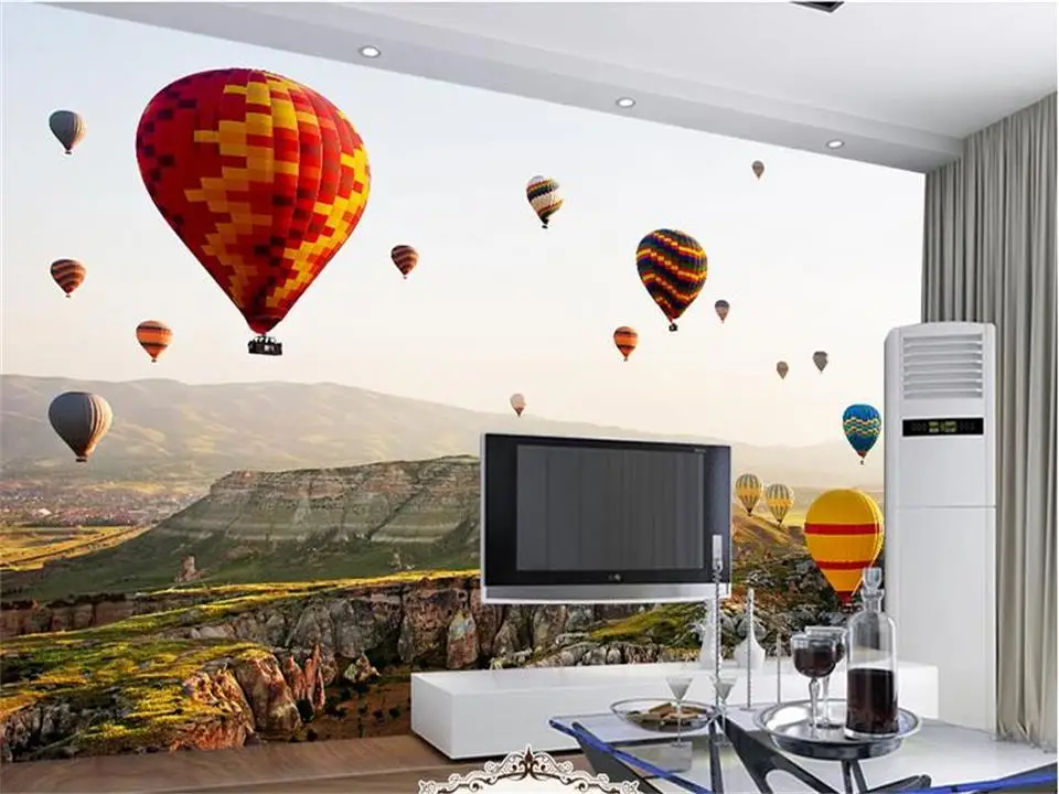 

3d wallpaper photo wallpaper custom mural living room national park hot air balloon 3d painting TV background non-woven sticker