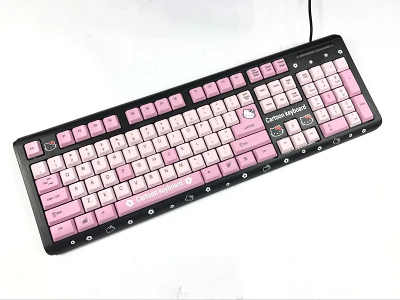 Высокое качество милый мультфильм рисунок Hello Kitty USB Проводная клавиатура любовь