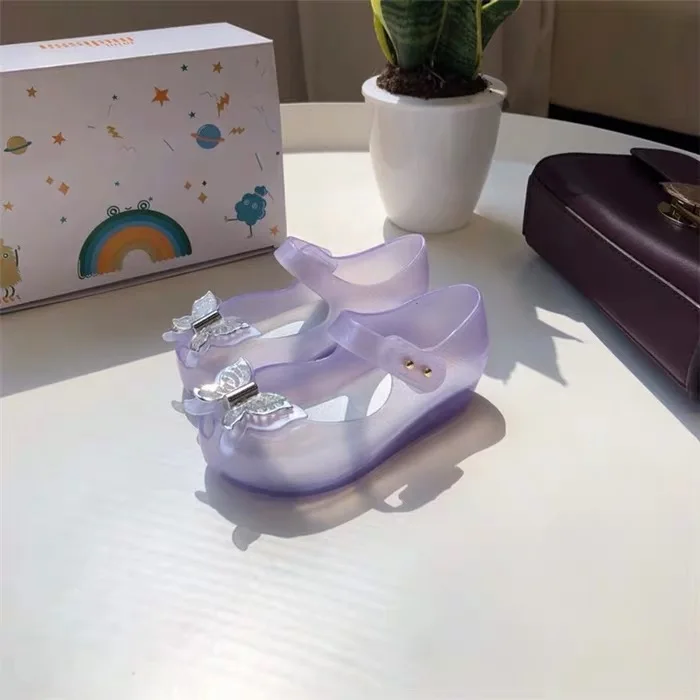 Мини Melissa 3D бант пластиковые сандалии для девочек Детская водонепроницаемая обувь новые сандалии для девочек Нескользящие Детские сандалии для девочек 14-18 см
