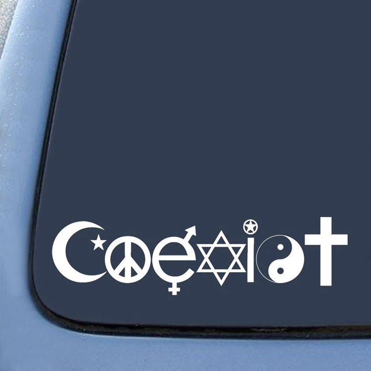 2 шт COEXIST продвижение мира Наклейки Забавный газовый топливный бак крышка