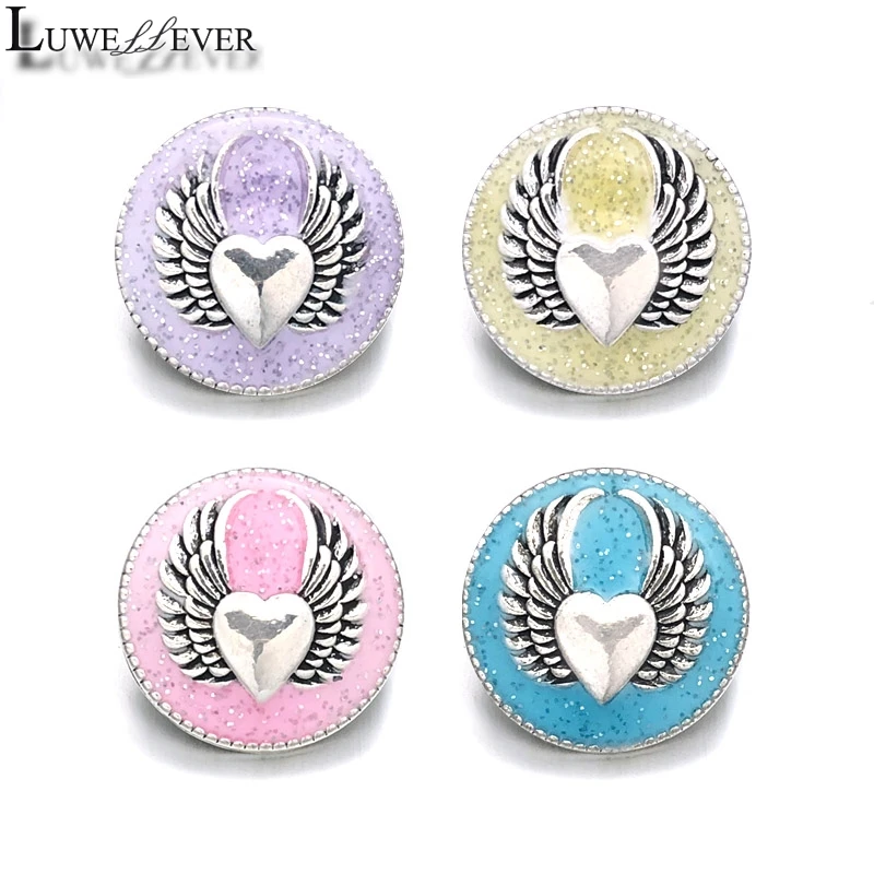 

New Wing Component w155 Crystal 18mm Metal Snap Button For Bracelet Necklace Interchangeable Jewelry Women Accessorie Findings