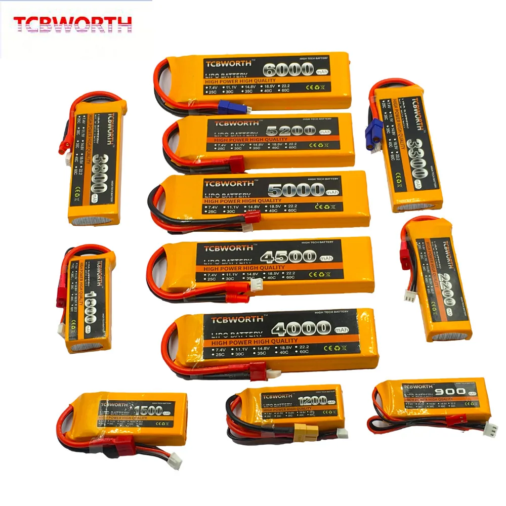 RC LiPo аккумулятор 2S 7,4 V 1500mAh 2600mAh 3000mAh 4200mAh 5200mAh 6000mAh 30C 40C 60C для радиоуправляемый самолет, Квадрокоптер, вертолет, автомобиль 2S LiPo