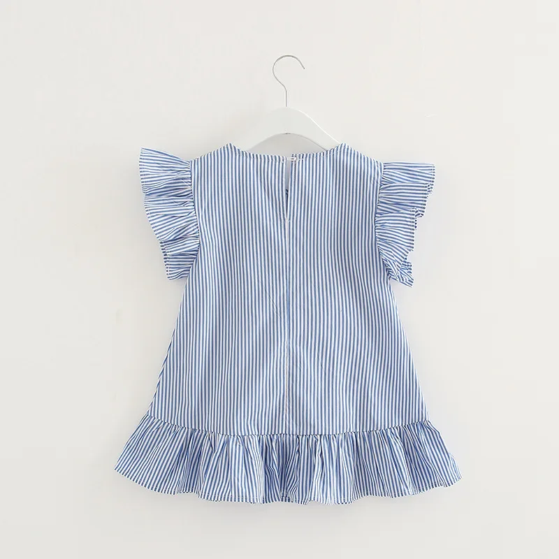 2019 Fashion Mother Daughter Dress Blue Stripped Happy Family Matching Dresses Mom Girl Loose Clothing | Мать и ребенок