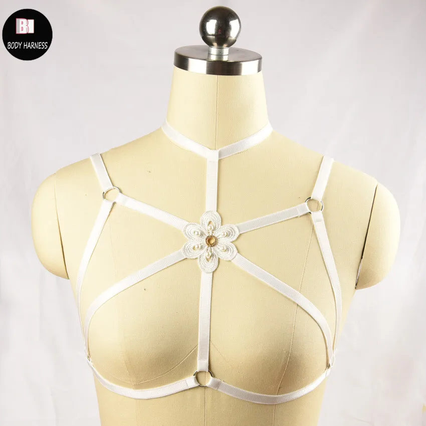 Бюстгальтер-клетка в стиле Харадзюку пикантный укороченный топ с цветочным