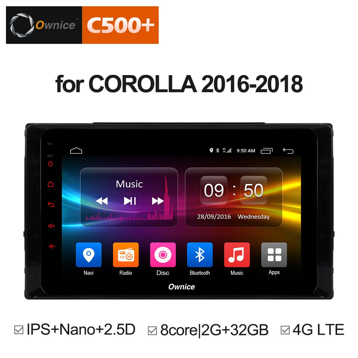Owice C500 + G10 8 ядерный android 1 автомобильный dvd gps navi 4G для Toyota COROLLA 2016 2018 Автомобильный