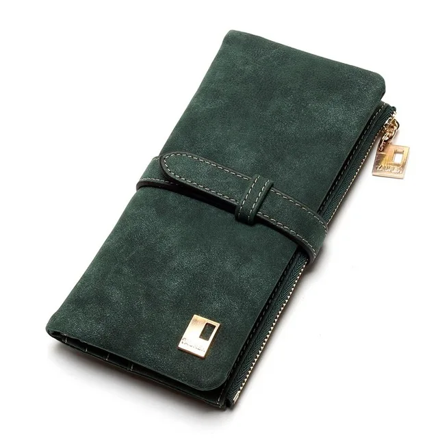 Army Green Теперь еще дешевле! Новые модные женские кошельки, кошелек из нубука на молнии, Женский Длинный дизайнерский кошелек, два сложения, много цветов, клатч - Цвет: Army Green