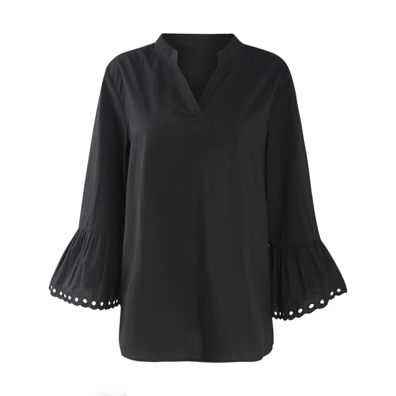 Женская блузка больших размеров 7xl 6xl 5xl 2019 Весенняя Офисная с расклешенными