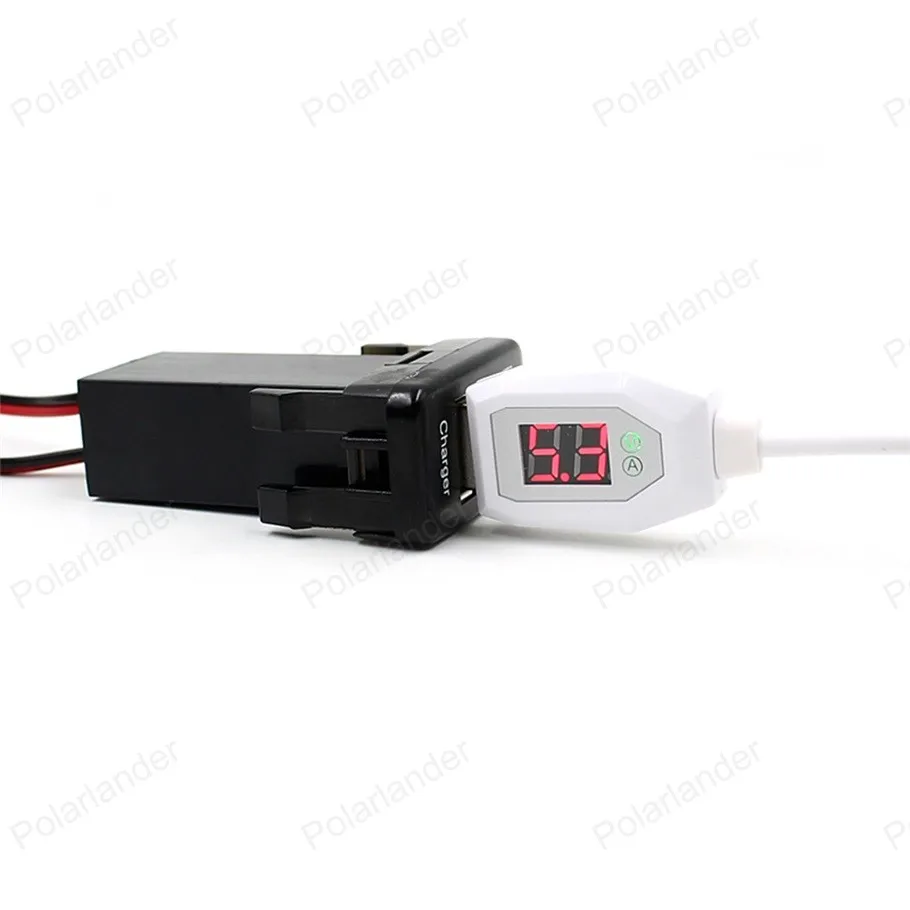 Dashboard USB Auto Car Charger Voltmeter 5V 2.1A For T/OYOTA V/IGO cell Phone adapter with Wire | Автомобили и мотоциклы