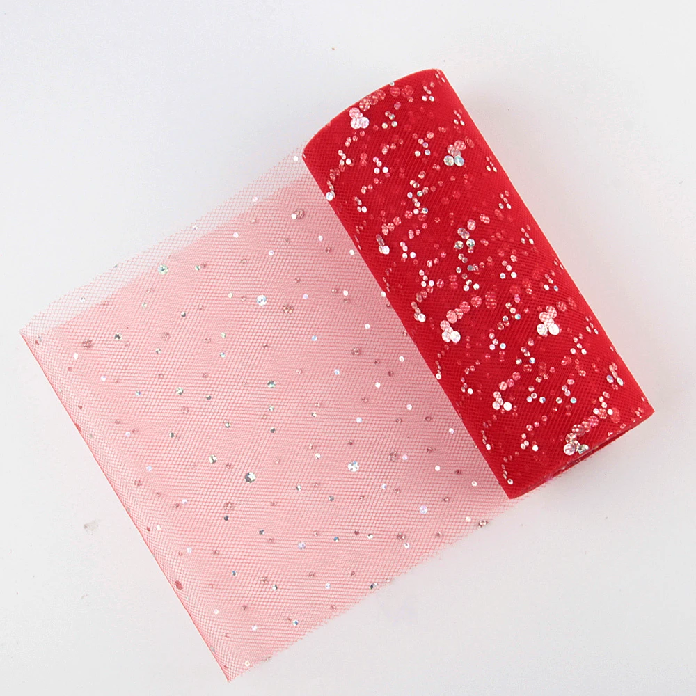 sequin 17 Блестящий рулон тюля с блестками 25 ярдов 15 см 6 дюймов катушка пачка Свадебная отделка органзы лазер поделки день рождения поставки - Цвет: sequin 17