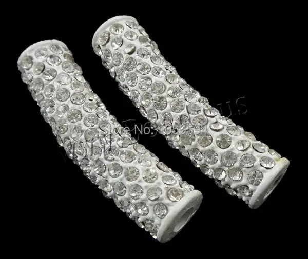 Free shipping!!!Zinc Alloy Tube Beads Bulk Jewelry painted with rhinestone white nickel lead &amp cadmium free 38x11x10mm | Украшения и