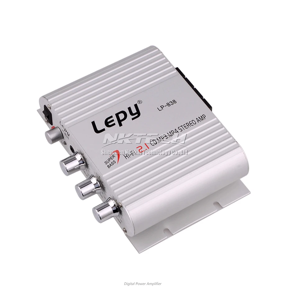 LP-838 Lepy Мини цифровой автомобильный усилитель мощности 2.1CH 20 Вт 2x15 Вт Hi-Fi MP3 MP4 Стерео Усилитель DVD мотоцикл домашний бас аудио плеер