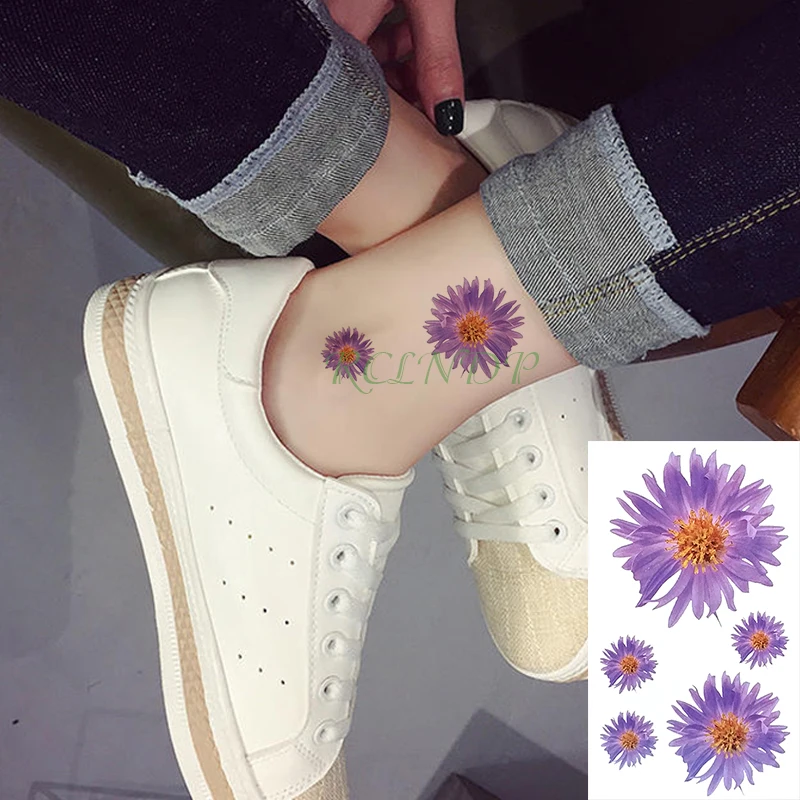 

Waterproof Temporary Tattoo Sticker Flower Purple Fake Tatto Small fresh Flash Tatoo Tatouage Wrist Foot Hand For Girl Women