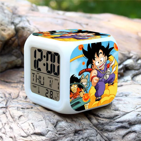 Dragon Ball Z серии LED 7 цветов вспышки света цифровой будильник Дети Часы Фигурки игрушки для детей - Цвет: Коричневый