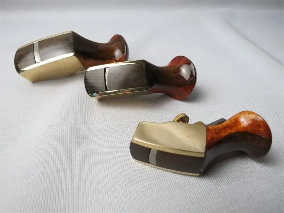 

3pcs different convex bottom brass wrap blackwood planes,woodworking tool