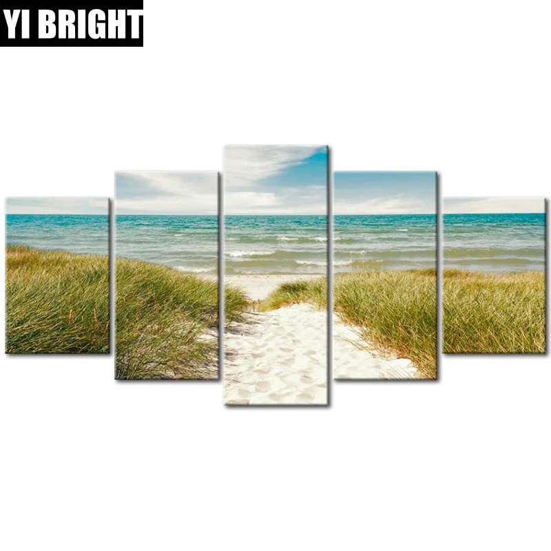 

5PCS diy handmade Square/Round diamond painting"Seaside beach"diamond embroidery sale stitch kit Diamond Mosaic home living XPZ