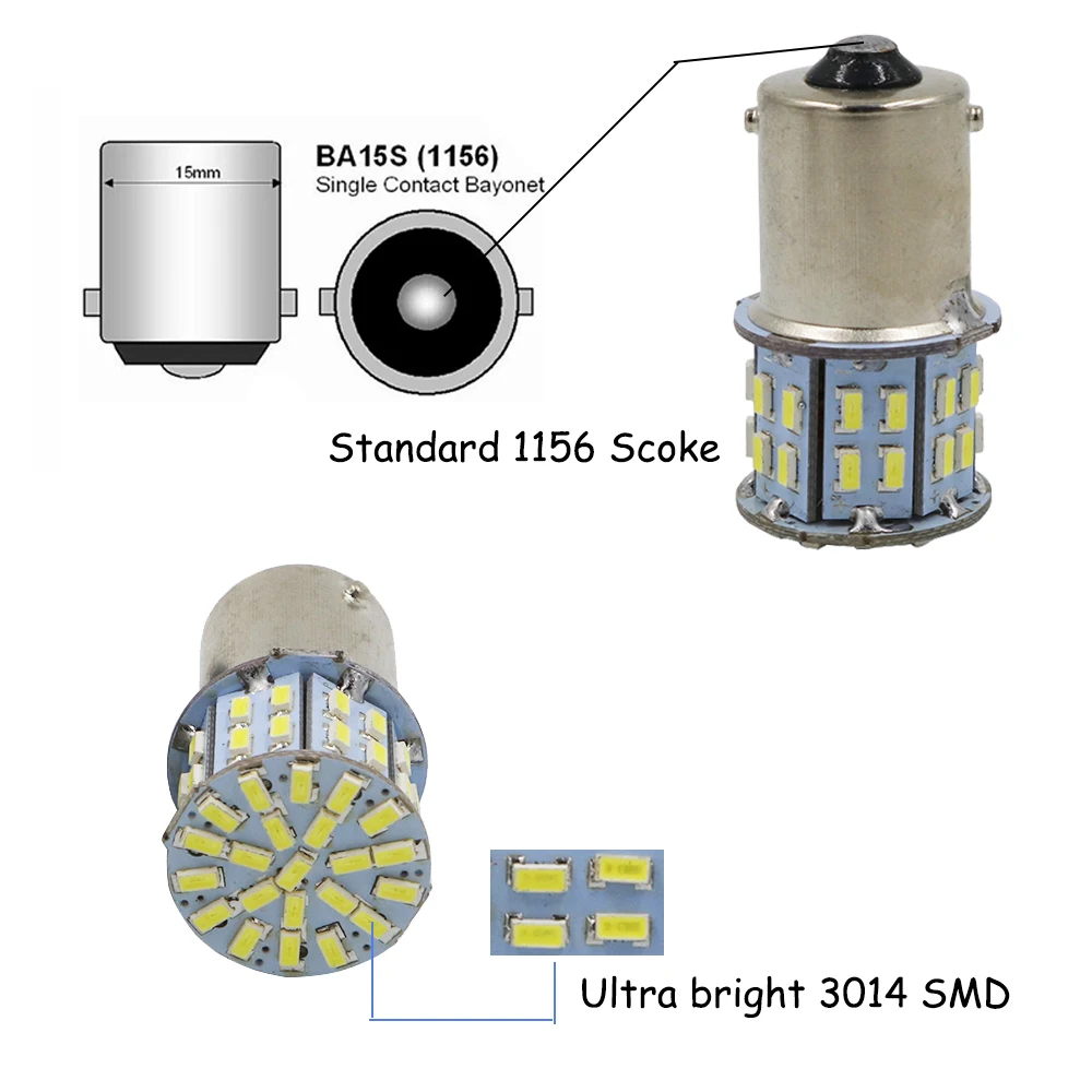 YSY 100 шт. 24 В Белый 3014 50 SMD Светодиодные лампы S25 1156 BA15S P21W автомобилей резервного