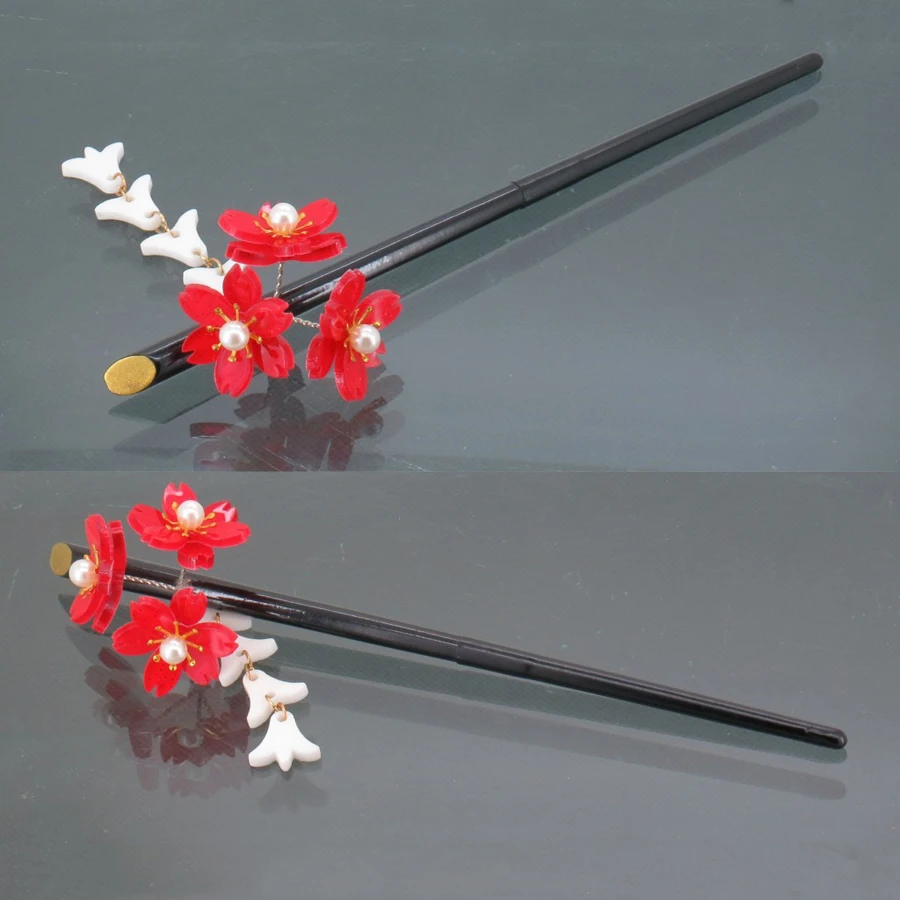 Женская шпилька для волос AWAYTR винтажная с красными цветами вишни в японском