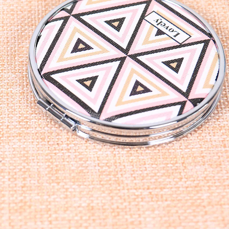 CN-RUBR геометрический узор маленькие круглые зеркала искусственной кожи складной