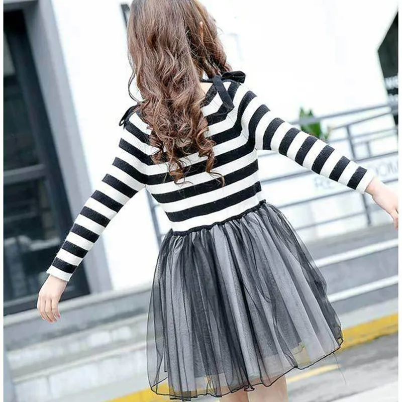 Трикотажная школьная одежда свитера принцессы для девочек платье в стиле