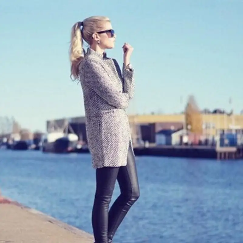 

High Quality Winter Warm Women Abrigos Ukraine Style Gray Female Coat Long Section Manteau Femme